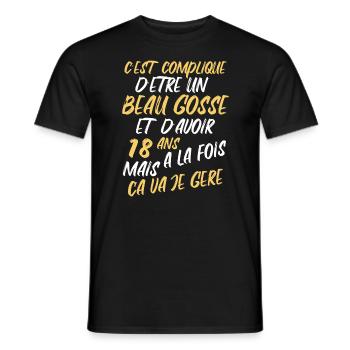 Cadeau D'anniversaire Beau gosse et d'avoir 18 ans - T-shirt homme - noir - Devant - AI Model Male 178 light (178cm)