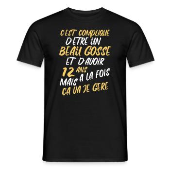 Cadeau D'anniversaire Beau gosse et d'avoir 12 ans - T-shirt homme - noir - Devant - AI Model Male 178 light (178cm)