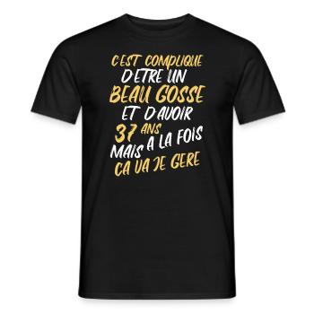 Cadeau D'anniversaire Beau gosse et d'avoir 37 ans - T-shirt homme - noir - Devant - AI Model Male 178 light (178cm)