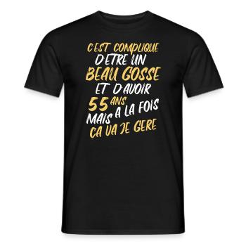 Cadeau D'anniversaire Beau gosse et d'avoir 55 ans - T-shirt homme - noir - Devant - AI Model Male 178 light (178cm)