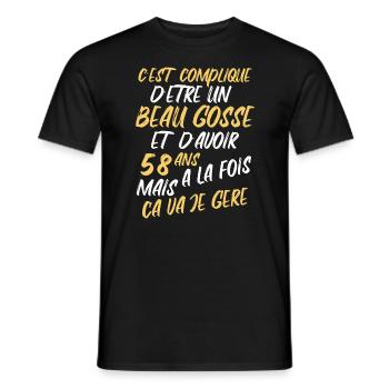 Cadeau D'anniversaire Beau gosse et d'avoir 58 ans - T-shirt homme - noir - Devant - AI Model Male 178 light (178cm)