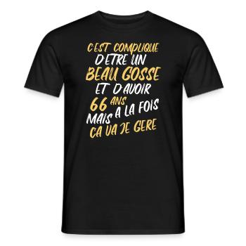 Cadeau D'anniversaire Beau gosse et d'avoir 66 ans - T-shirt homme - noir - Devant - AI Model Male 178 light (178cm)