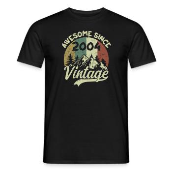 Vintage 2004 Birthday Gift 2004 - Men's T-Shirt - black - Front - AI Model Male 178 light (178cm)