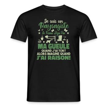 Paysagiste Paysagisme Paysagiste Aménagement - T-shirt homme - noir - Devant - AI Model Male 178 light (178cm)