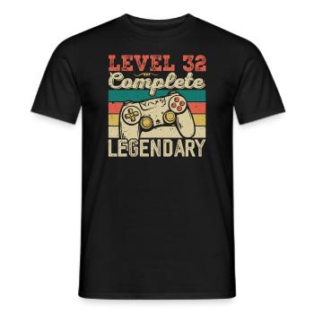 Level 32 Complete, 32 Birthday Gift - Men's T-Shirt - black - Front - AI Model Male 178 light (178cm)