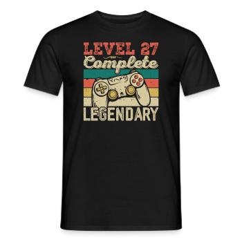 Level 27 Complete, 27 Birthday Gift - Men's T-Shirt - black - Front - AI Model Male 178 light (178cm)