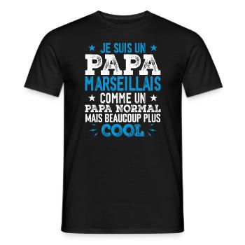 Papa Marseillais Humour - Cadeau Anniversaire Papa - T-shirt homme - noir - Devant - AI Model Male 178 light (178cm)