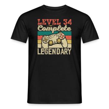 Level 34 Complete, 34th Birthday Gift - Men's T-Shirt - black - Front - AI Model Male 178 light (178cm)