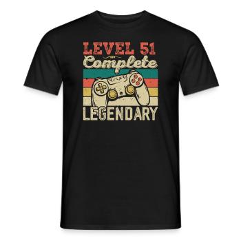 Level 51 Complete, 51 Birthday Gift - Men's T-Shirt - black - Front - AI Model Male 178 light (178cm)