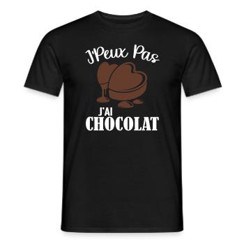 Je Peux Pas J'Ai Chocolat Humour Chocolatine - T-shirt homme - noir - Devant - AI Model Male 178 light (178cm)