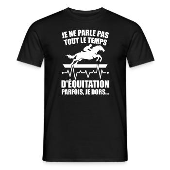 Je Ne Parle Pas Toujours D'équitation Aime Cheval - T-shirt homme - noir - Devant - AI Model Male 178 light (178cm)