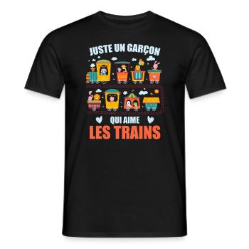 Juste Un Garçon Qui Aime Les Trains - T-shirt homme - noir - Devant - AI Model Male 178 light (178cm)