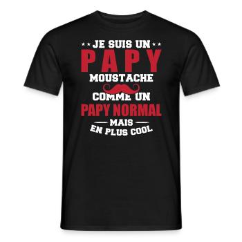 Un papy moustache comme un papy normal - T-shirt homme - noir - Devant - AI Model Male 178 light (178cm)
