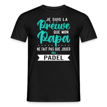 Mon papa ne fait pas que jouer au padel - T-shirt homme - noir - Devant - AI Model Male 178 light (178cm)