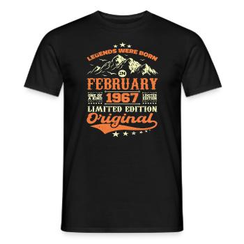 Birthday Gift 57 Years Born In February 1967 - Men's T-Shirt - black - Front - AI Model Male 178 light (178cm)