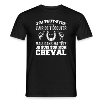 Je Suis à Cheval - Cadeau Humour Cheval équitation - T-shirt homme - noir - Devant - AI Model Male 178 light (178cm)
