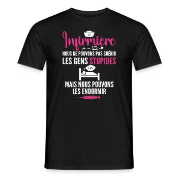 Infirmière Humour - Cadeau Infirmière - T-shirt homme - noir - Devant - AI Model Male 178 light (178cm)