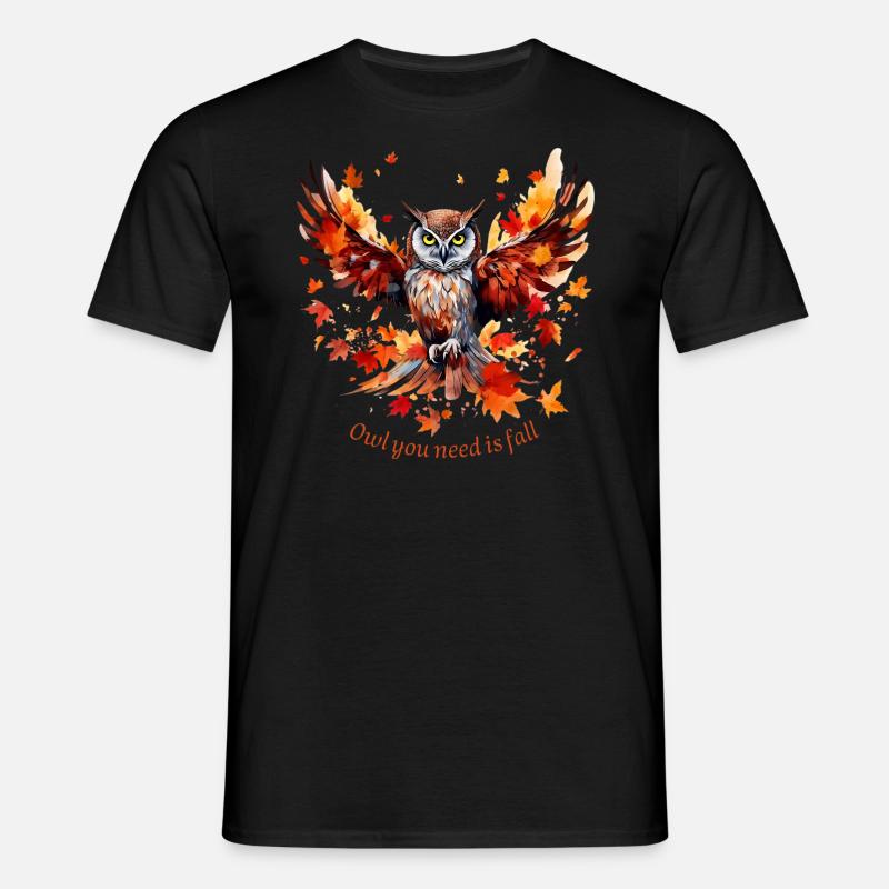 Herbst Eule - Männer T-Shirt - Schwarz