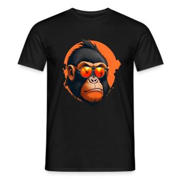 Cooler Affenkopf mit zornigem Blick - Männer T-Shirt - Schwarz - Vorne - AI Model Male 178 light (178cm)