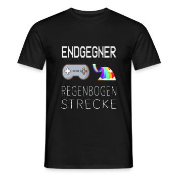 Endgegner Regenbogenstrecke Mario Kart Gaming - Männer T-Shirt - Schwarz - Vorne - AI Model Male 178 light (178cm)