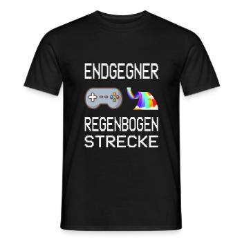 Endgegner Regenbogenstrecke Mario Kart Gaming - Männer T-Shirt - Schwarz - Vorne - AI Model Male 178 light (178cm)