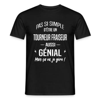 Tourneur fraiseur - T-shirt homme - noir - Devant - AI Model Male 178 light (178cm)