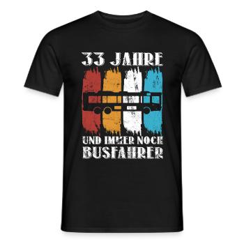 Busfahrer 33 Jahre Busfahren 33 Geburtstag Spruch - Männer T-Shirt - Schwarz - Vorne - AI Model Male 178 light (178cm)