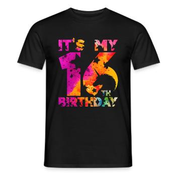 16E ANNIVERSAIRE LICORNE C’EST MON 16E ANNIVERSAIRE - T-shirt homme - noir - Devant - AI Model Male 178 light (178cm)