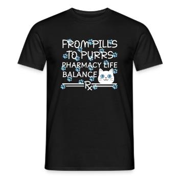 Pharmacie Pilules pour chat à ronronner Bleu-Blanc - T-shirt homme - noir - Devant - AI Model Male 178 light (178cm)