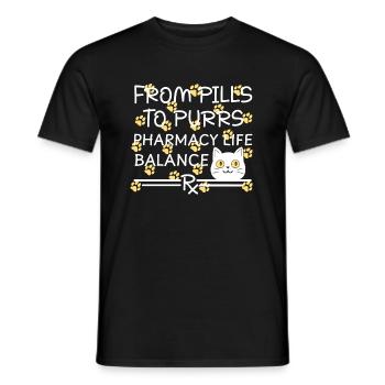 Pharmacie Chat Pilules pour Ronronner jaune-blanc - T-shirt homme - noir - Devant - AI Model Male 178 light (178cm)