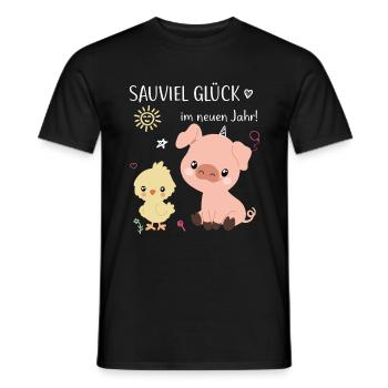 Sauviel Glück Guten Rutsch lustig - Männer T-Shirt - Schwarz - Vorne - AI Model Male 178 light (178cm)