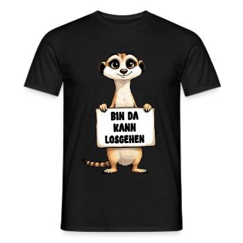 Bin da kann losgehen Erdmännchen - Männer T-Shirt - Schwarz - Vorne - AI Model Male 178 light (178cm)