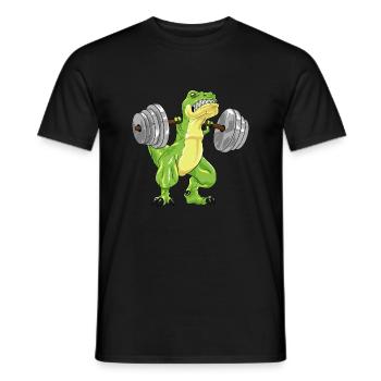 T-Rex Dino Kniebeugen Workout Bodybuilder Geschenk - Männer T-Shirt - Schwarz - Vorne - AI Model Male 178 light (178cm)