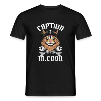 Cadeau de pirate pirate de chat Captitän Maine Coon pirate - T-shirt homme - noir - Devant - AI Model Male 178 light (178cm)