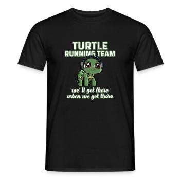 Turtle running group team jogging runner gift - Men's T-Shirt - black - Front - AI Model Male 178 light (178cm)