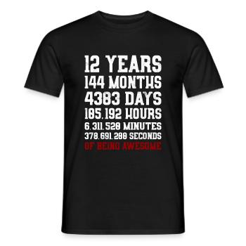 12 Years of being awesome Gift 12th Birthday - Men's T-Shirt - black - Front - AI Model Male 178 light (178cm)