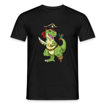 T-Rex Pirate Dinosaur Pirate Pirate Costume - Men's T-Shirt - black - Front - AI Model Male 178 light (178cm)