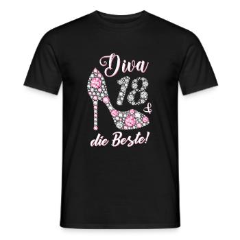 Diva die Beste 18 Jahre Geschenk 18. Geburtstag - Männer T-Shirt - Schwarz - Vorne - AI Model Male 178 light (178cm)