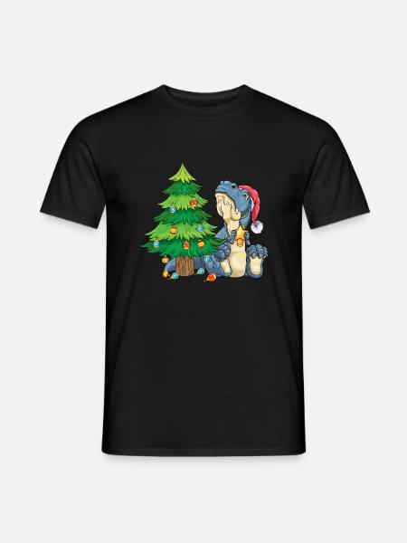 T-Rex am Weihnachtsbaum trauriger Dino Weihnachten - Männer T-Shirt - Schwarz