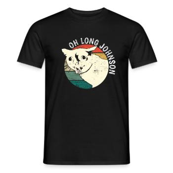 Oh Long Johnson Cat Retro Vintage Gift - Men's T-Shirt - black - Front - AI Model Male 178 light (178cm)