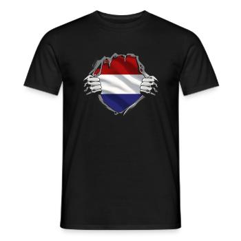 Niederlande Flagge Holland Niederländische Fahne - Männer T-Shirt - Schwarz - Vorne - AI Model Male 178 light (178cm)
