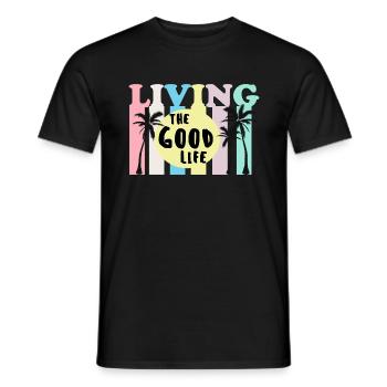 Living Good Life Palm Summer Retro - Men's T-Shirt - black - Front - AI Model Male 178 light (178cm)