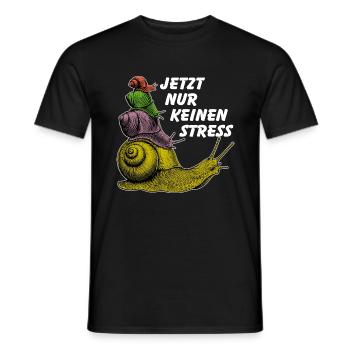 Keinen Stress Schnecken übereinander und Spruch - Männer T-Shirt - Schwarz - Vorne - AI Model Male 178 light (178cm)