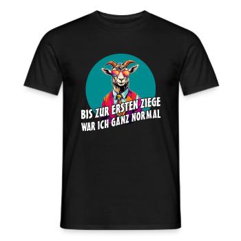 Bis zur ersten Ziege war ich ganz normal - Männer T-Shirt - Schwarz - Vorne - AI Model Male 178 light (178cm)