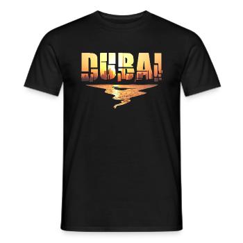 Dubai Skyline T-Shirt Sonnenuntergang Burj Khalifa - Männer T-Shirt - Schwarz - Vorne - AI Model Male 178 light (178cm)