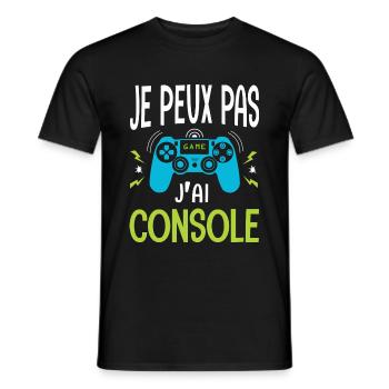 je peux pas j ai console humour gamers jeux video - T-shirt homme - noir - Devant - AI Model Male 178 light (178cm)