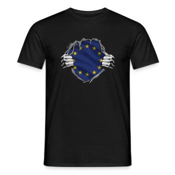 Drapeau de l’Europe EU Euro Drapeau européen - T-shirt homme - noir - Devant - AI Model Male 178 light (178cm)