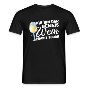 Weintrinker Ich bin der Beweis Wein macht schön - Männer T-Shirt - Schwarz - Vorne - AI Model Male 178 light (178cm)