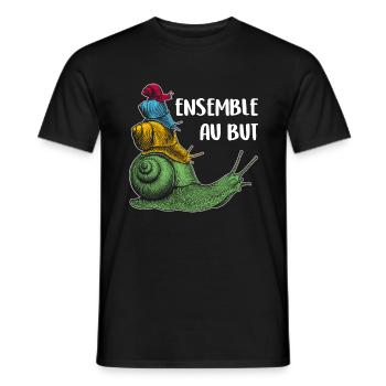ensemble vers le but quatre escargots et proverbe - T-shirt homme - noir - Devant - AI Model Male 178 light (178cm)