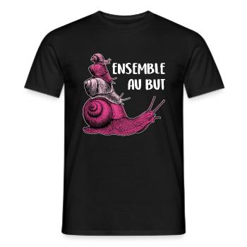 ensemble vers le but quatre escargots et proverbe - T-shirt homme - noir - Devant - AI Model Male 178 light (178cm)